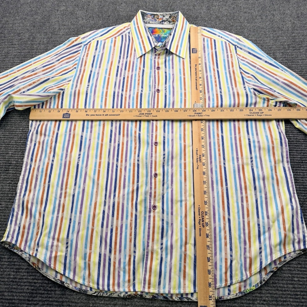 Robert Graham L/S‎ Colorful Stripes Paisley Shirt Men's 3XL Dinosaur Flip Cuff - Picture 7 of 7
